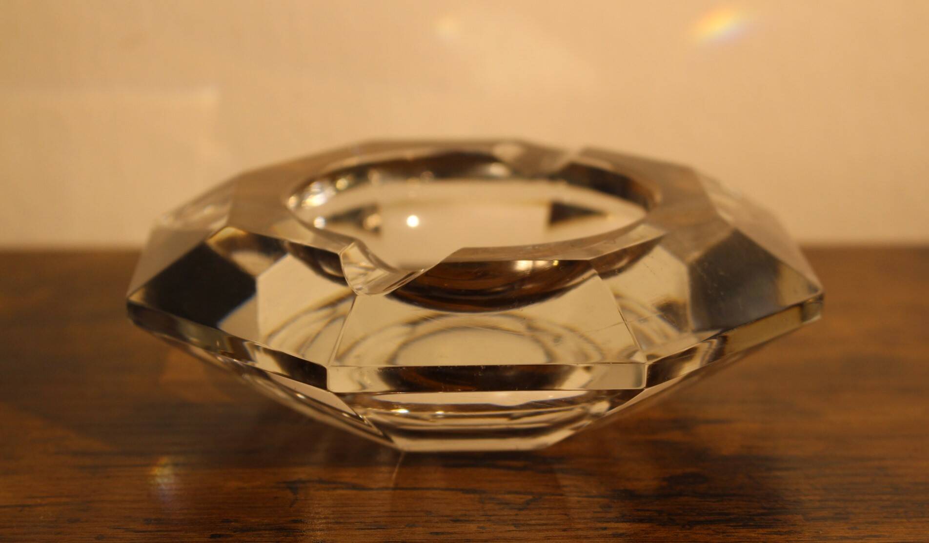 Val St Lambert octagonal crystal ashtray