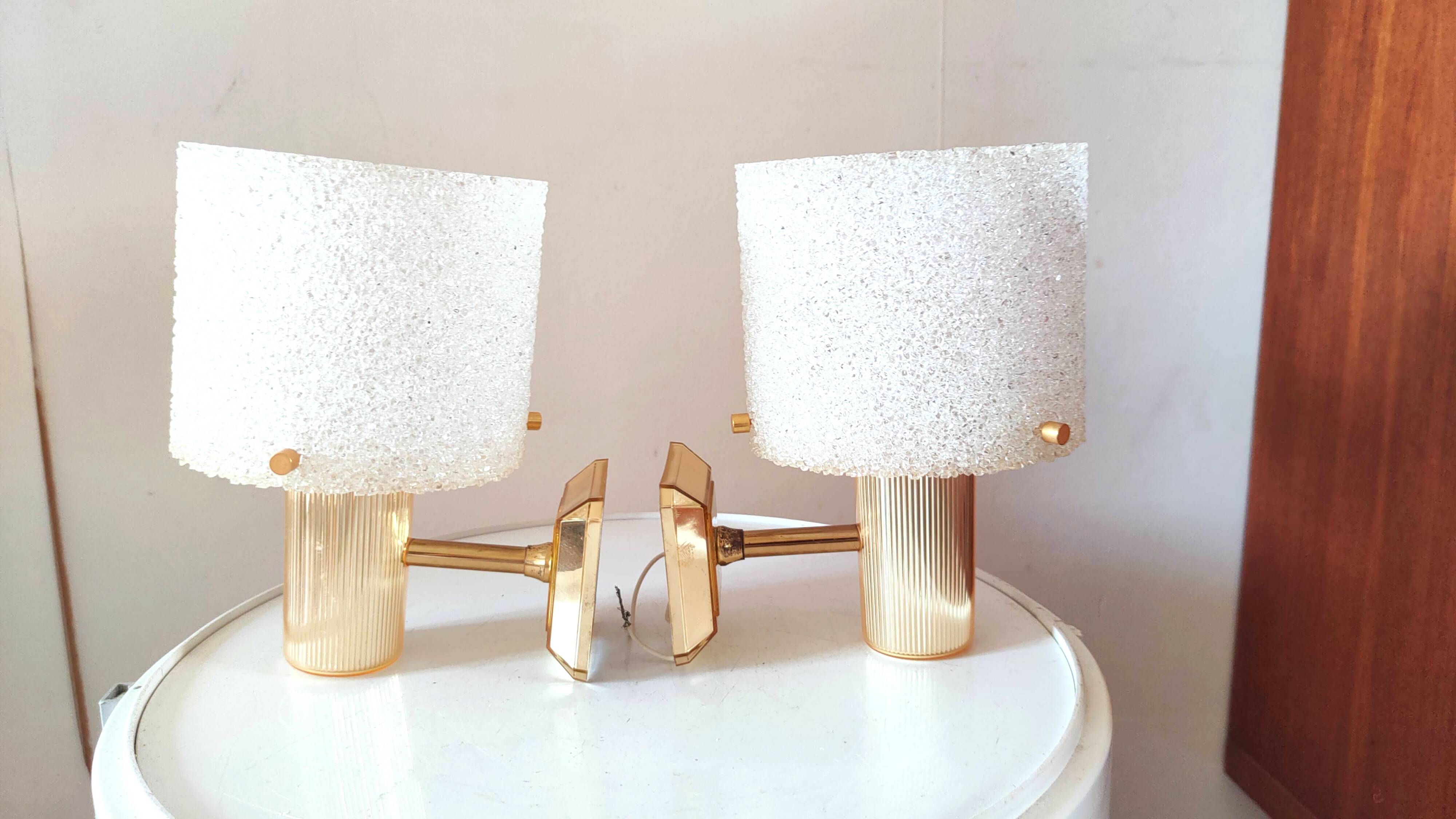 Pair of 60s designer Perspex wall lights