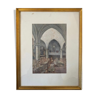 George Roussin, church interior, drawing, twentieth century