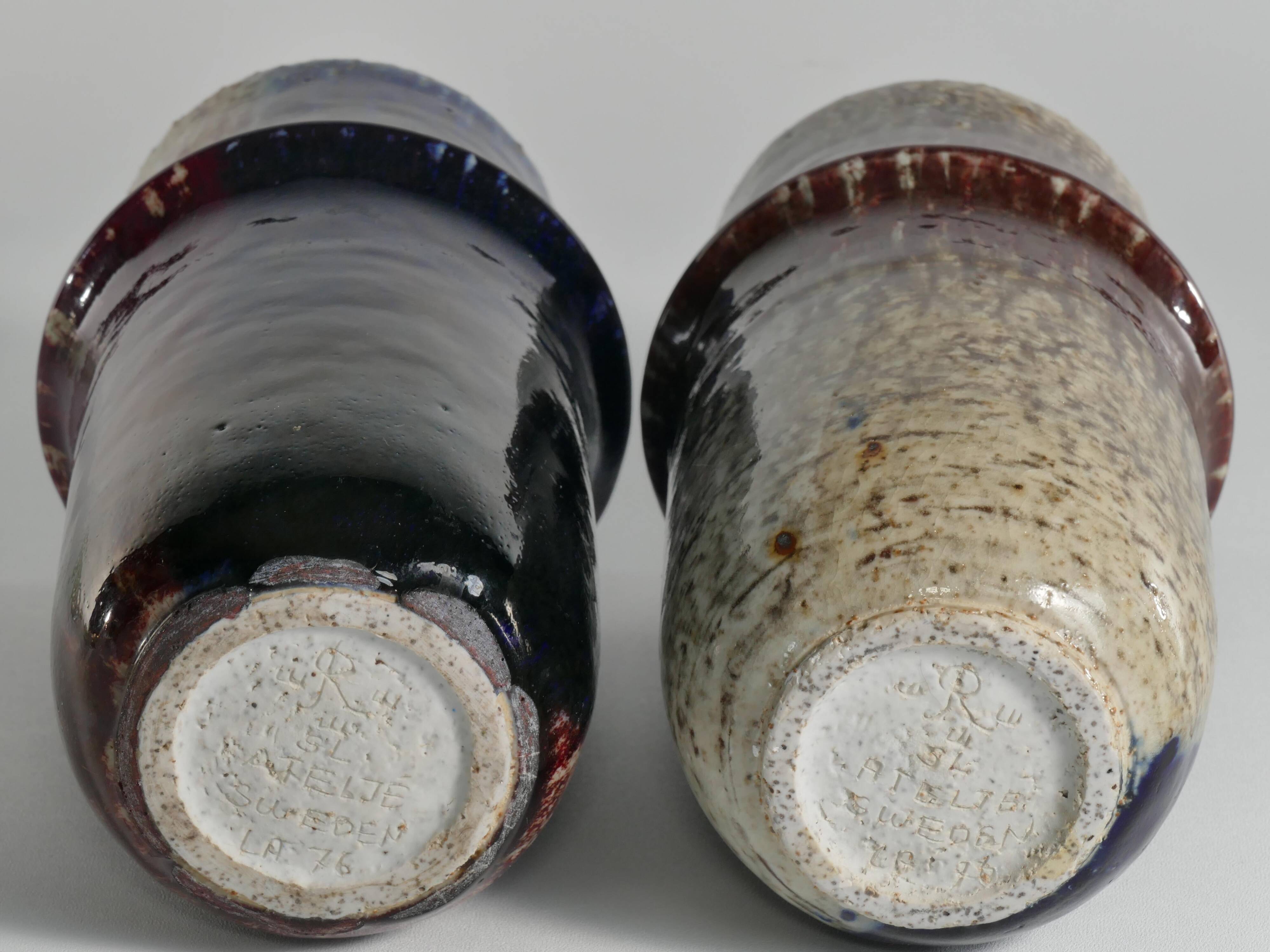 Scandinavian Modern Ceramic Vases, Sylvia Leuchovius, Rörstrand 1976,  Set of 2