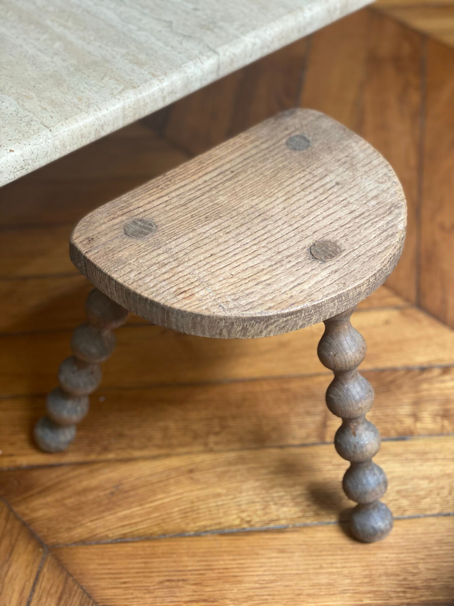 Small vintage wooden milking stool