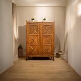 Vintage solid oak cross-braced wardrobe 1940