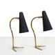 Set of two black and brass Italian bedside lamps
