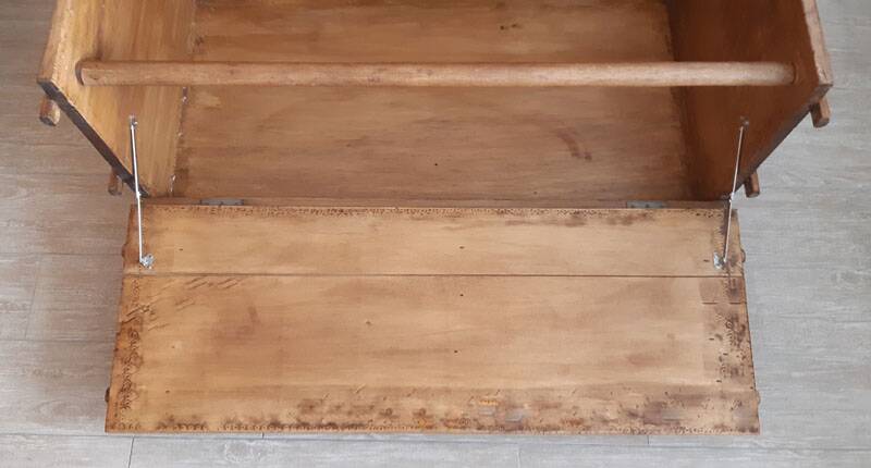 Large old trunk (steam box) in solid wood.