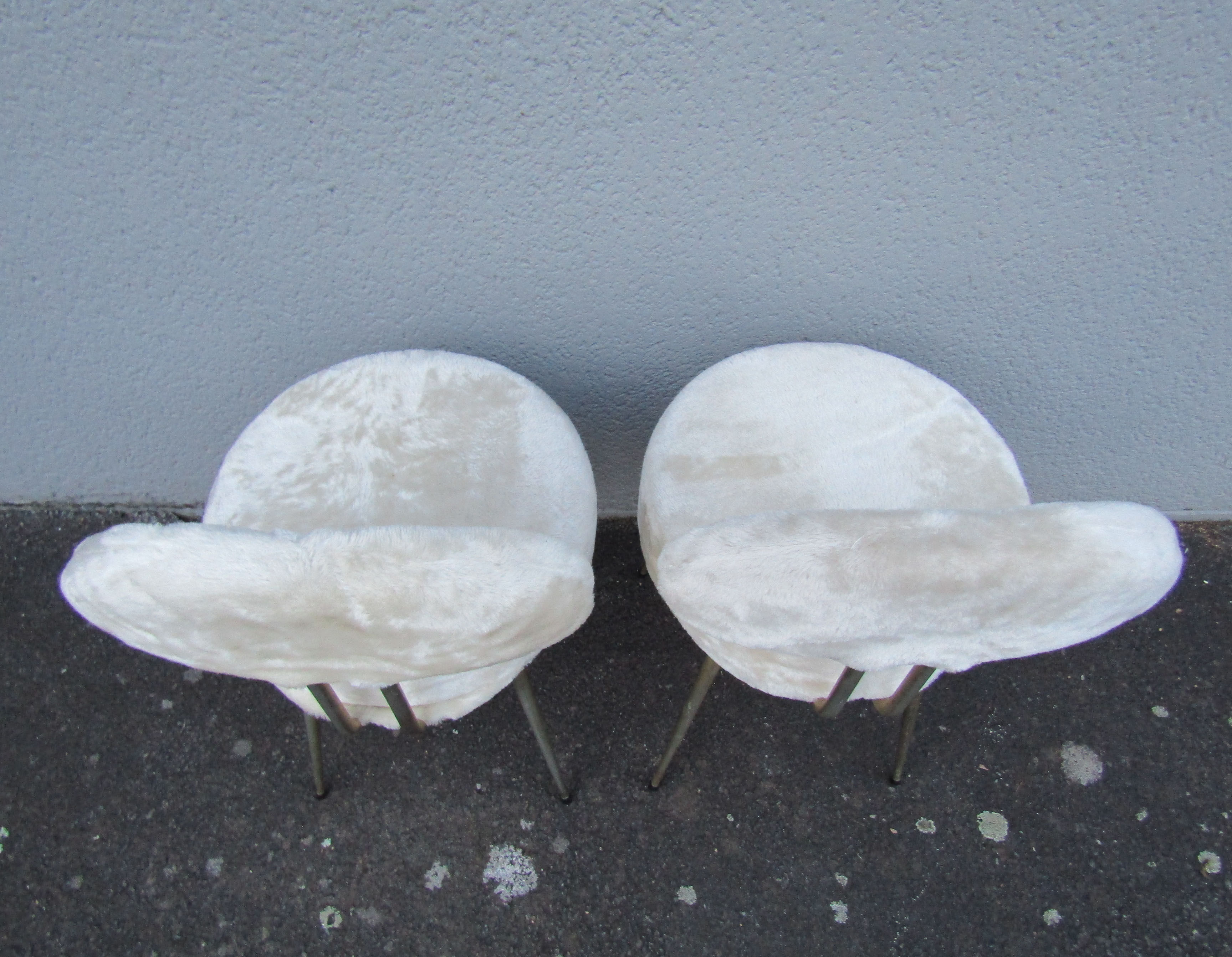 Set of 2 Pelfran vintage ivory fur chairs