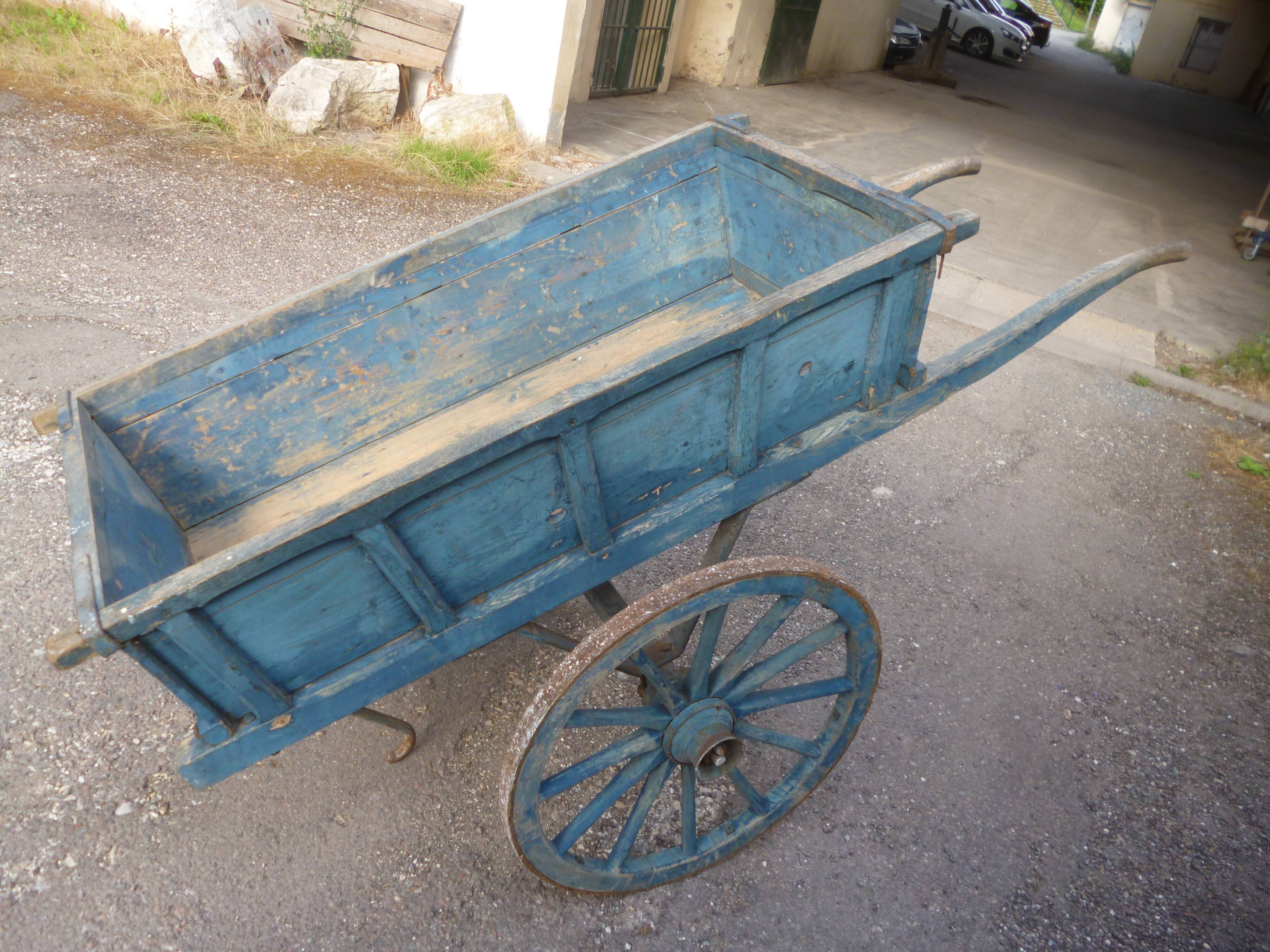 Old blue patina cart