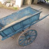 Charrette ancienne patine bleue