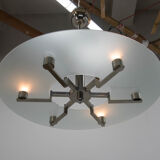 Functionalist 6-flamming Nickel-plated Chandelier, 1930s