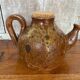 Antique brown beige pyrite stoneware teapot + vintage cork stopper