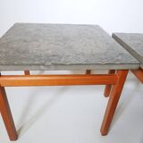 Mid-century side table set teak slate table 60s 70s vintage