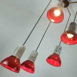 1970s mid century pendant light 5-light cascading lamp with fat lava cerami