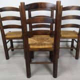 4 brutalist straw chairs