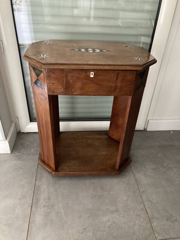 Table d'appoint, travailleuse marquetée Art déco