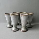 6 stoneware mazagrans signed VN