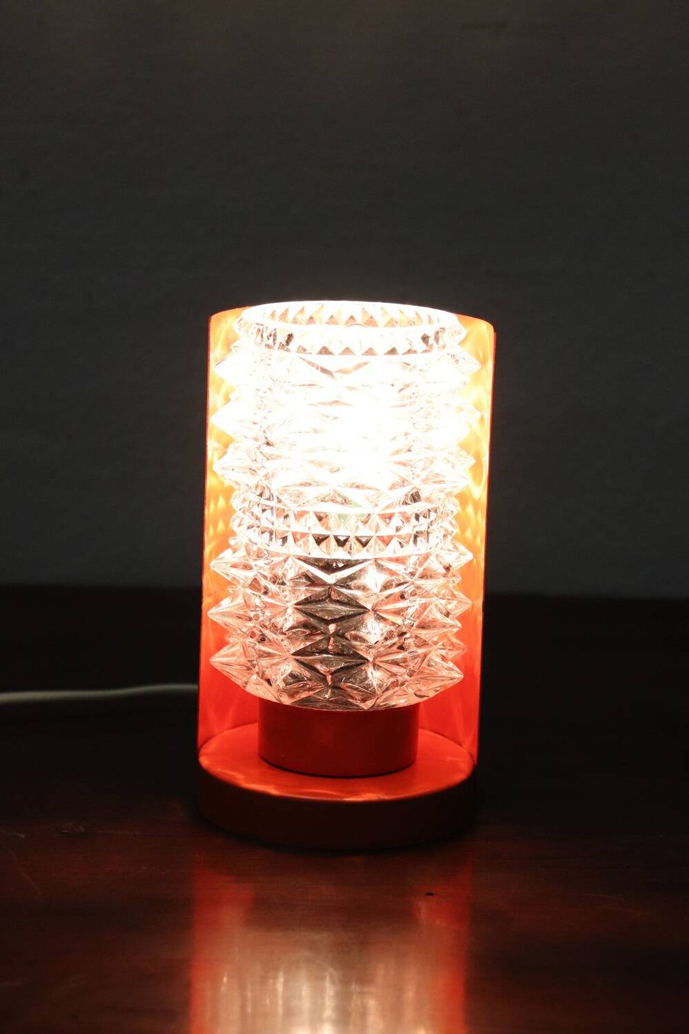 Murano Glass and Orange Metal Table Lamp, Italy, 1950s