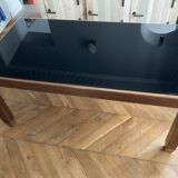 Dining table year 30 bronze and exotic wood
