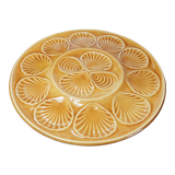 Plateau à huitres et coquillages en barbotine ocre antique français