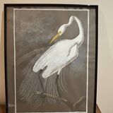 mixed media heron drawing
