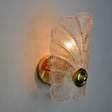 Frosted leaf wall lamp, murano glass, italy, 1970