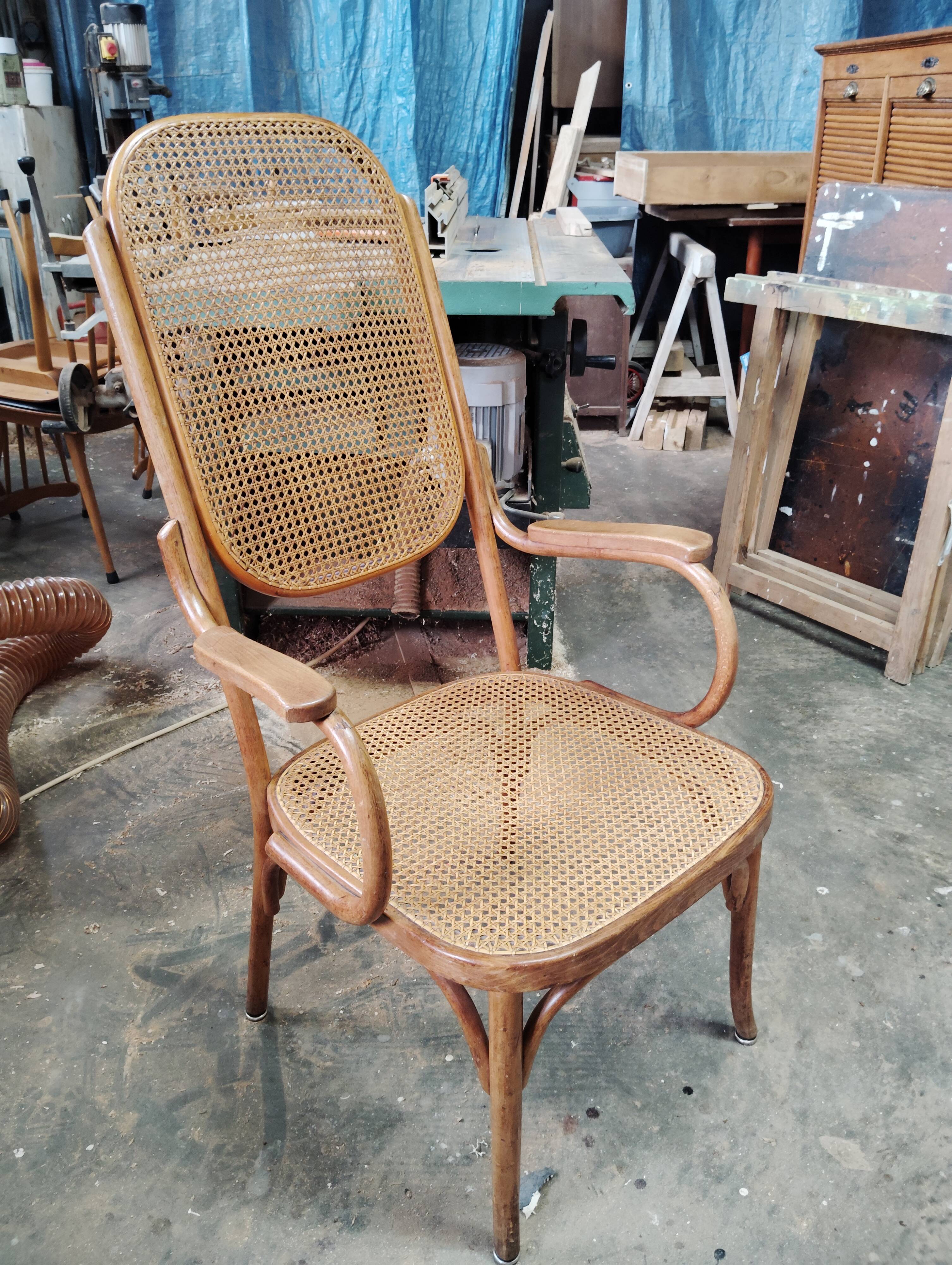 Bentwood and cane armchair attributed to Thonet.