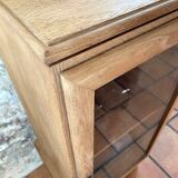 Wooden glass cabinet with drawer