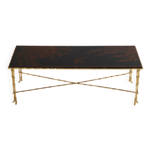 Table basse bambou laiton - laque chine