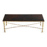Table basse bambou laiton laque de Chine Maison Baguès 1950