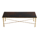 Bamboo coffee table with brass and Chinese lacquer Maison Baguès 1950