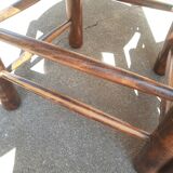 Pair of brutalist wood mulched chairs