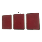 Vintage 1960s raspberry barber triptych mirror - 24 x 58 cm