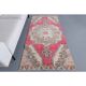 Vintage Turkish Hand-Knotted Wool Cotton Pink Runner Rug 105x228