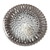 Round diamond-tipped glass ceiling light / vintage 60s-70s