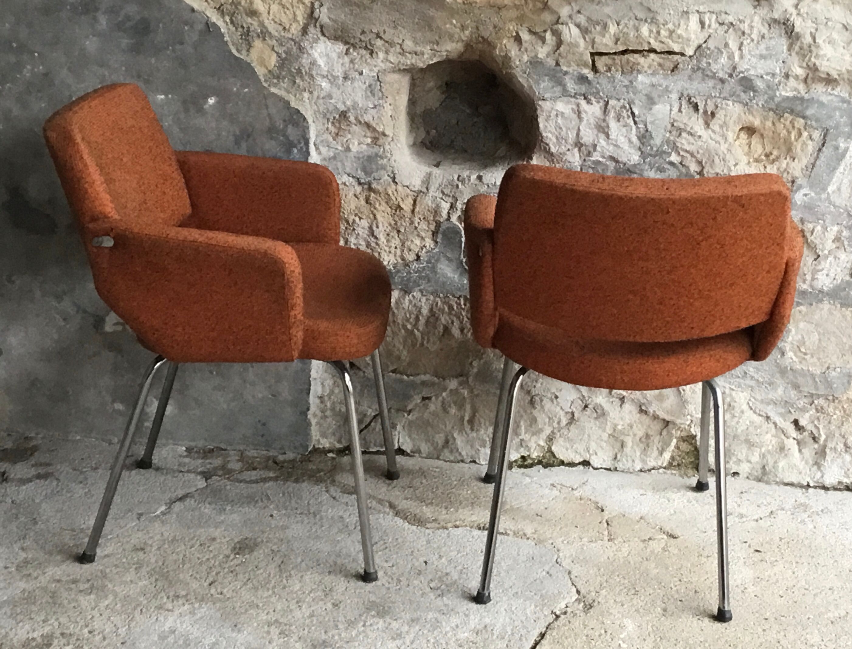Orange office or conference chair mottled - vintage - 1960