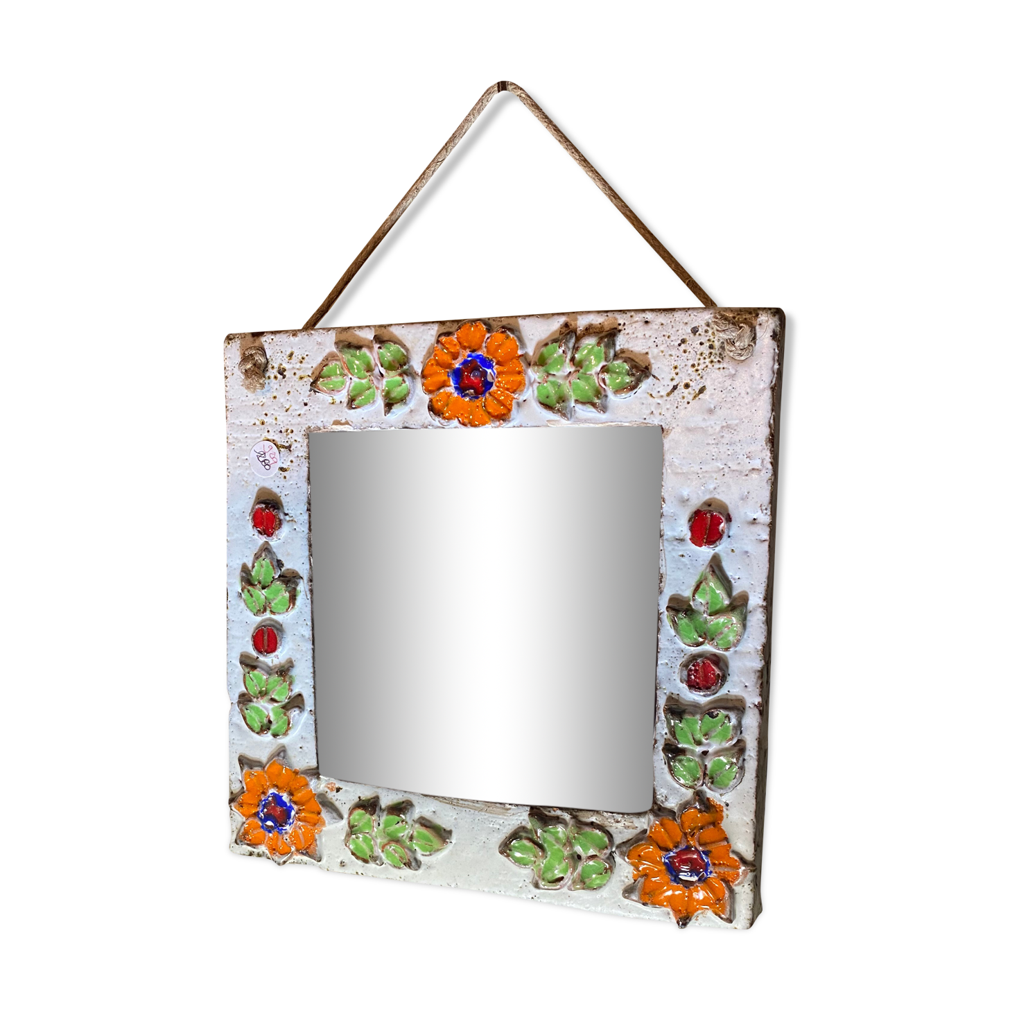 Miroir carré en céramique les Argonautes 22x23cm