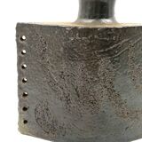 Dark green brutalist ceramic vase, Italy 1980s