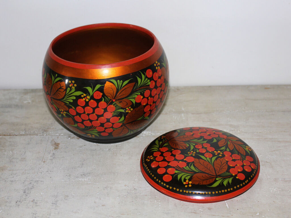 Khokhloma painted Russian wooden box