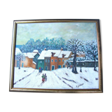 Old village table in winter
