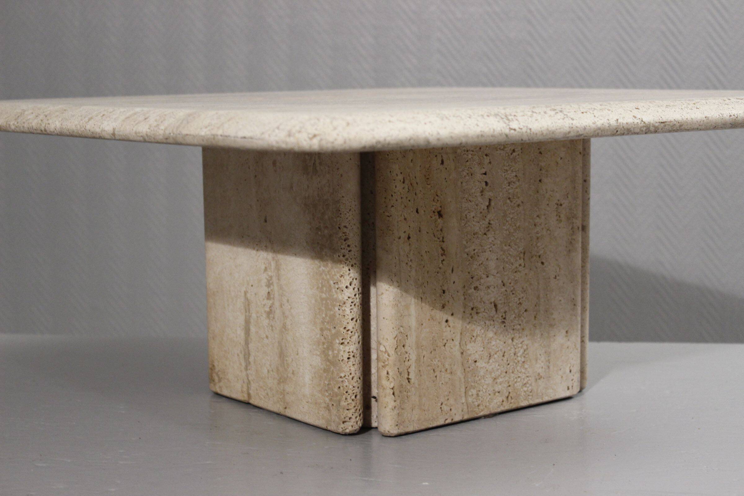 Low design side table in travertine, 1970s