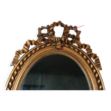 Miroir ovale cadre ancien style Louis XVI bois stuc doré d'origine 58x40 cm