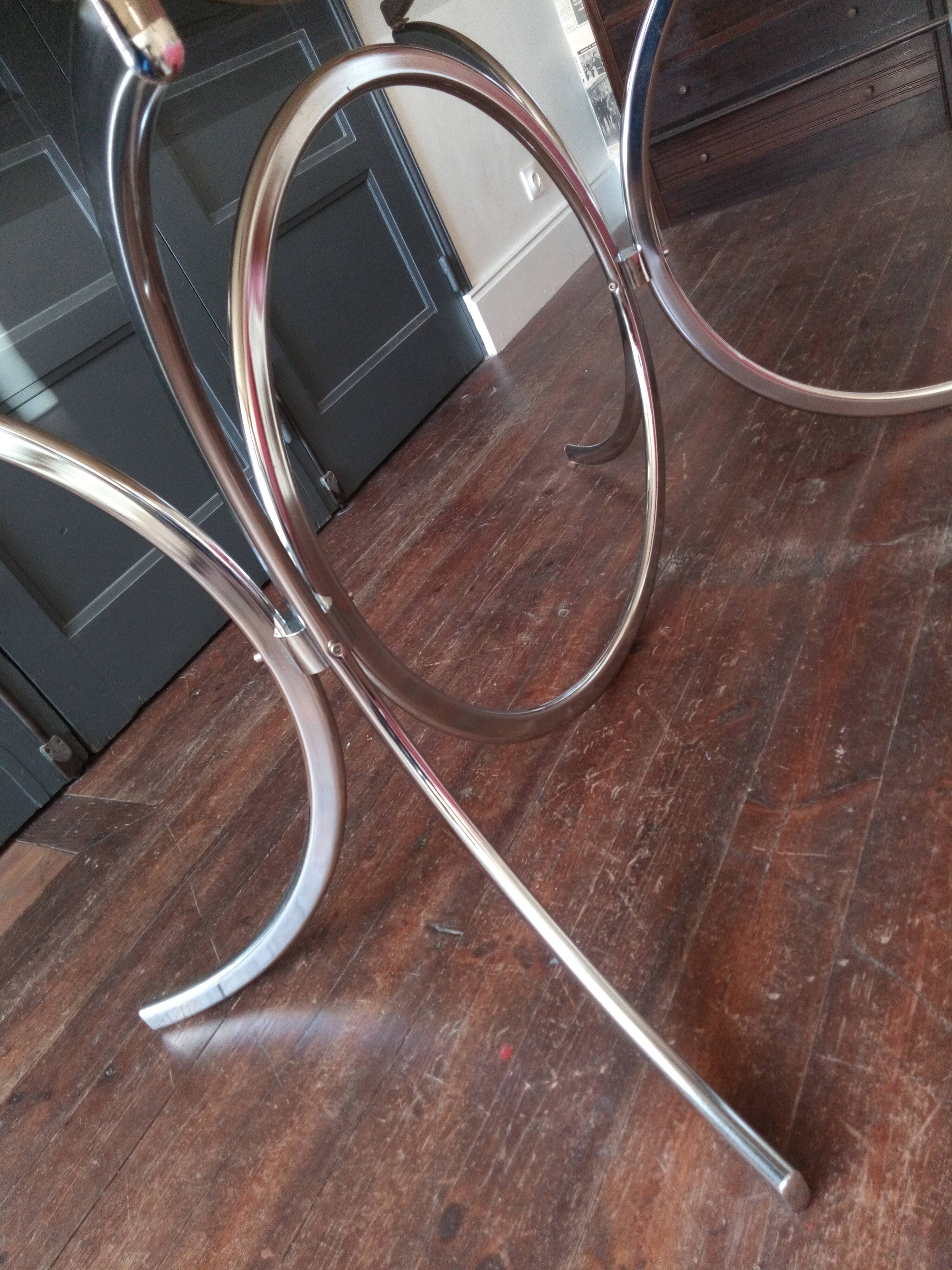 Vintage dining table chrome glass and metal