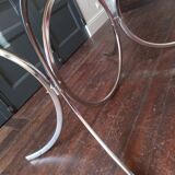 Vintage dining table chrome glass and metal