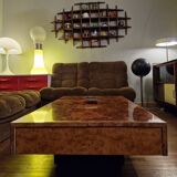 Italian design coffee table in burl wood by Roche Bobois, 1970s.