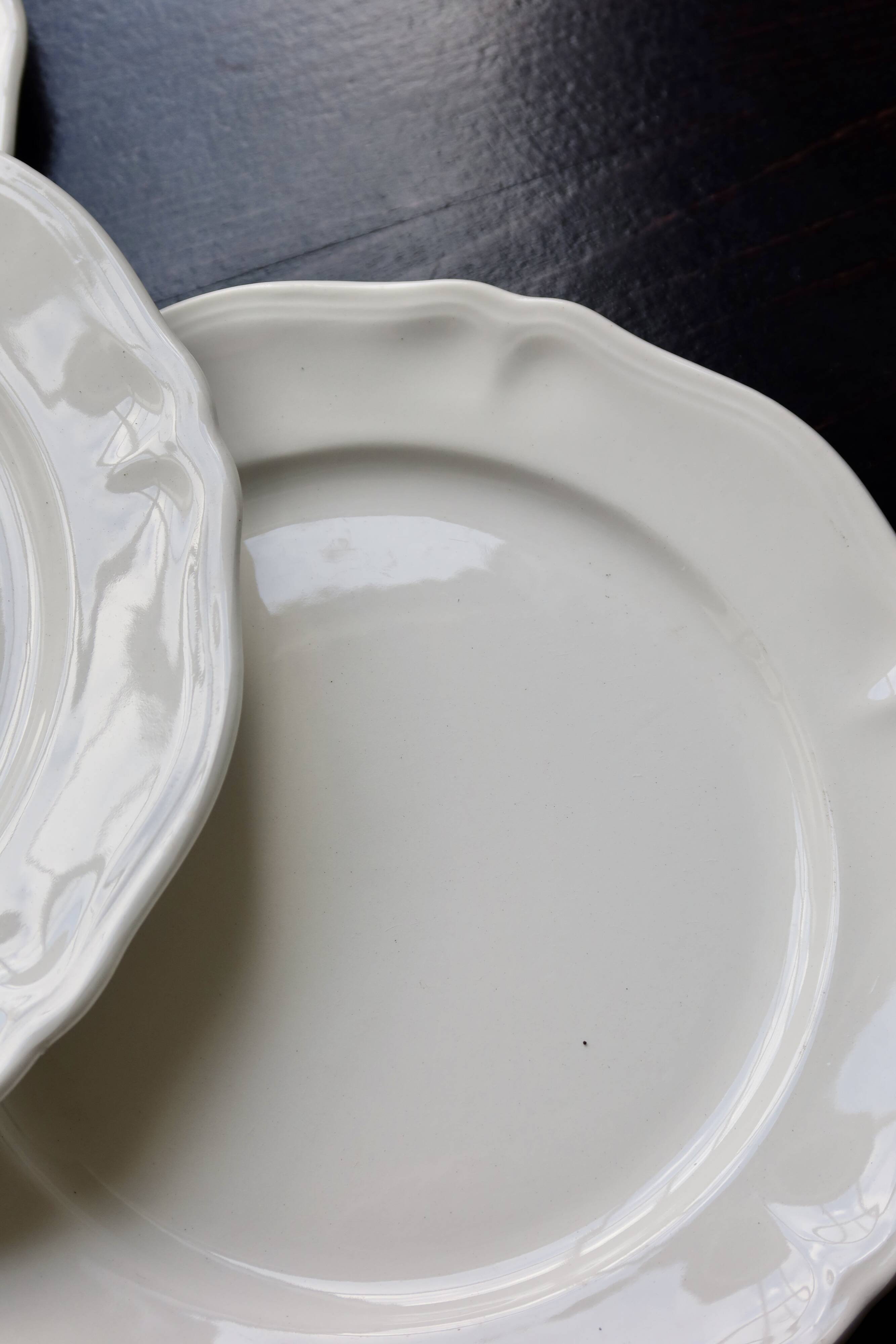 4 vintage dessert plates ivory earthenware Moulin des Loups - Marli song