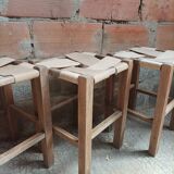 Set of 4 authentic wooden stools