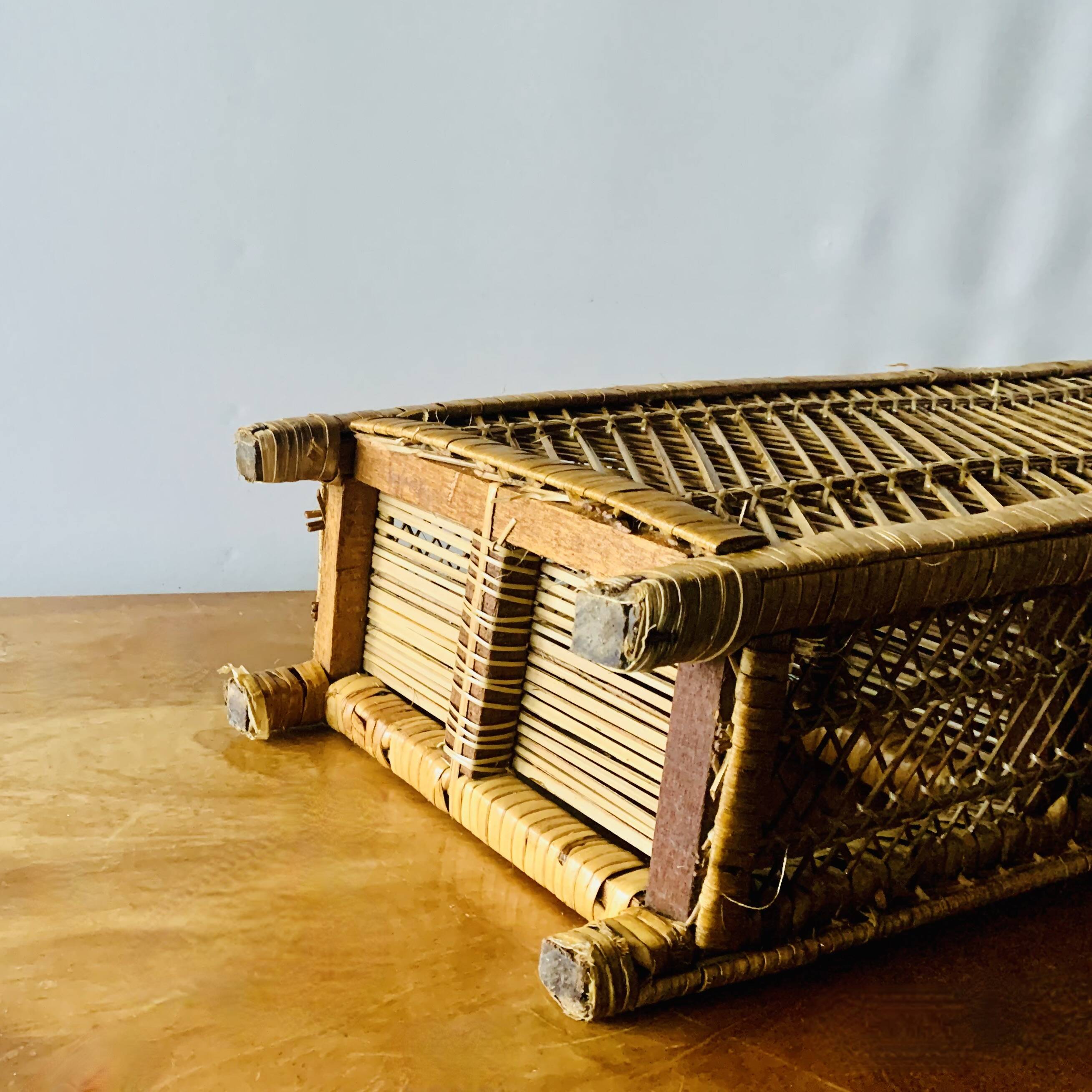 Vintage rattan and wicker shelf
