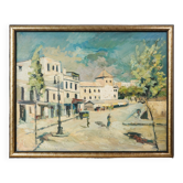 Impressionist Town Scene - Oil on Canvas