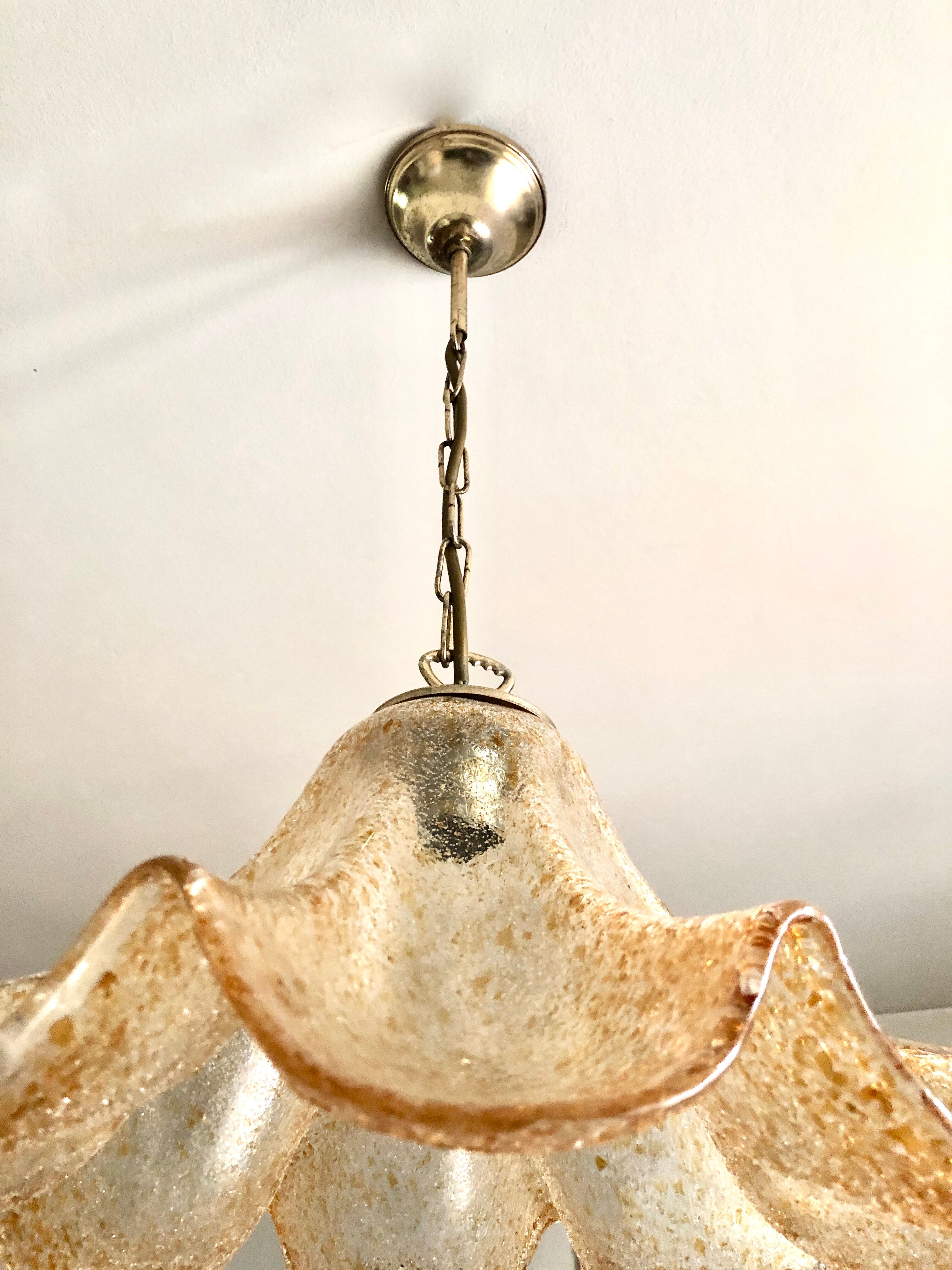 Suspension orange flower glass Murano 1960