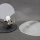 Pair of Italian midcentury table lamps by F. Fabbian, frosted glass, 1980s