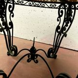 Round living room table in wrought iron and marble XX century