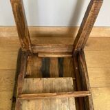 Old coffee table in solid oak and walnut from the 19th century, one belt drawer
